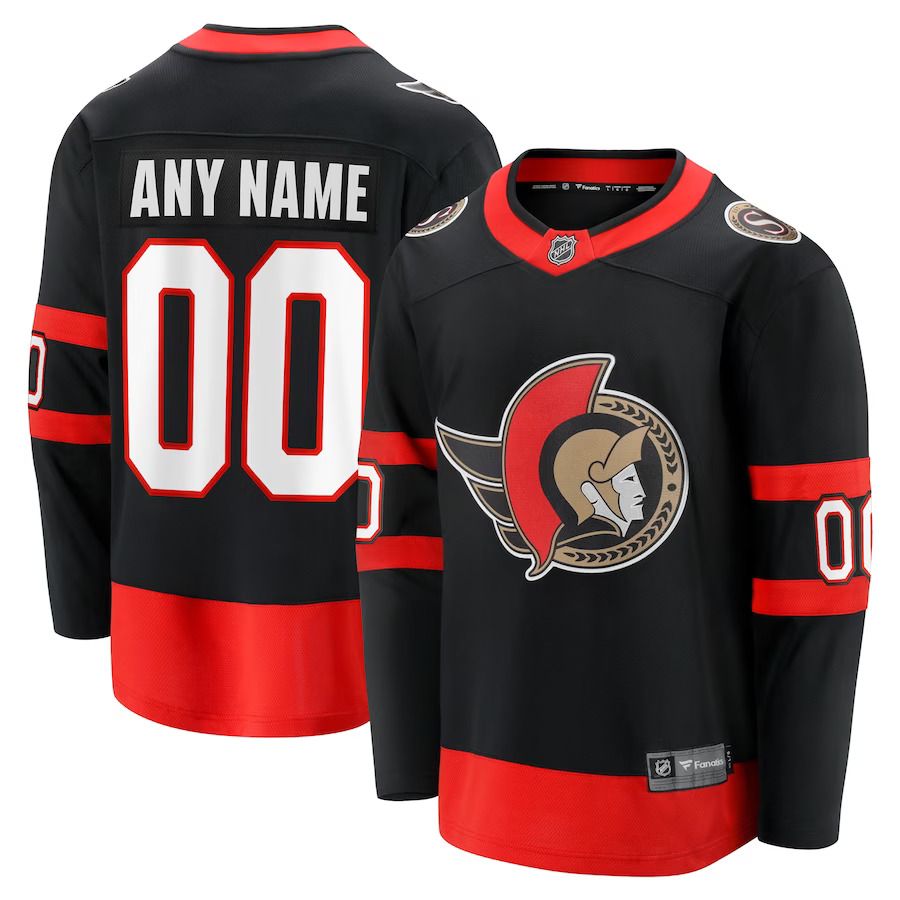 Men Ottawa Senators Fanatics Branded Black Home Custom Breakaway NHL Jersey->customized nhl jersey->Custom Jersey